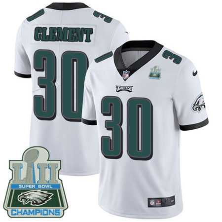 Men's Nike Eagles #30 Corey Clement White Super Bowl LII Champions Stitched Vapor Untouchable Limited Jersey